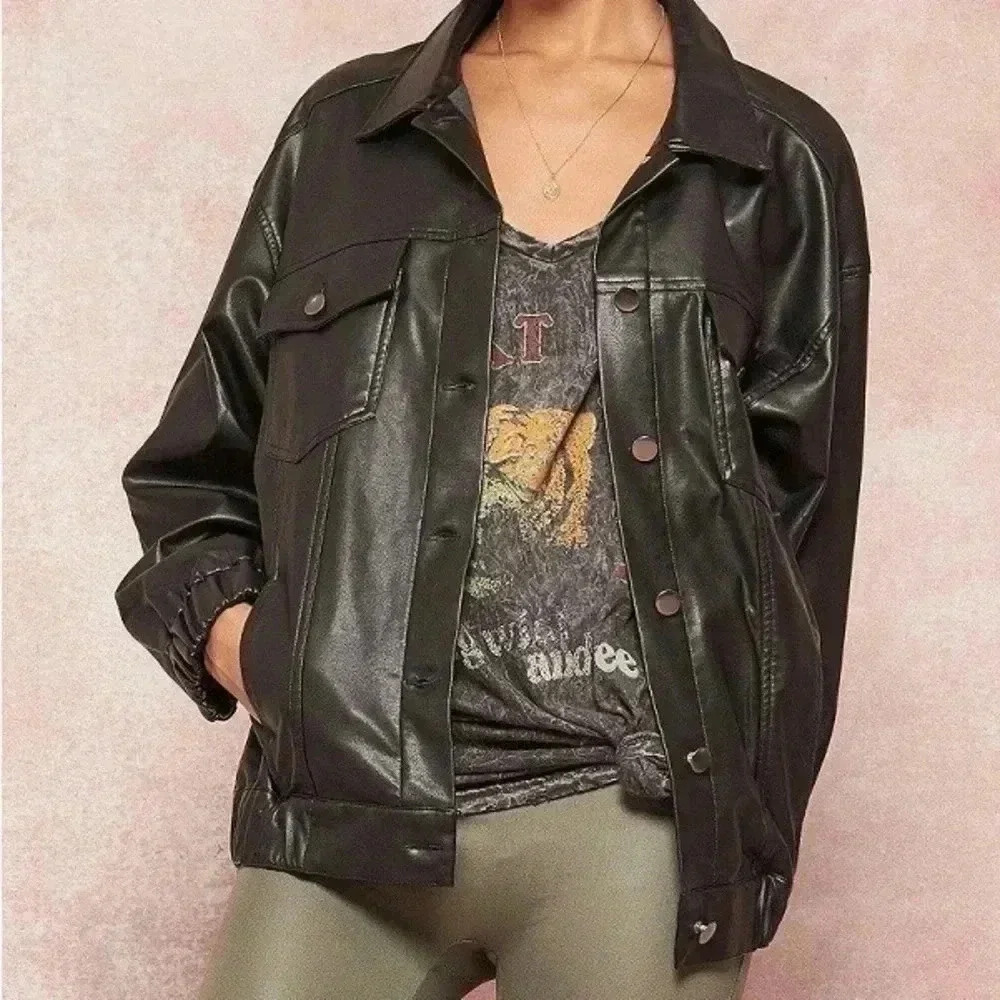 Black faux leather jacket - Picture 4 of 6